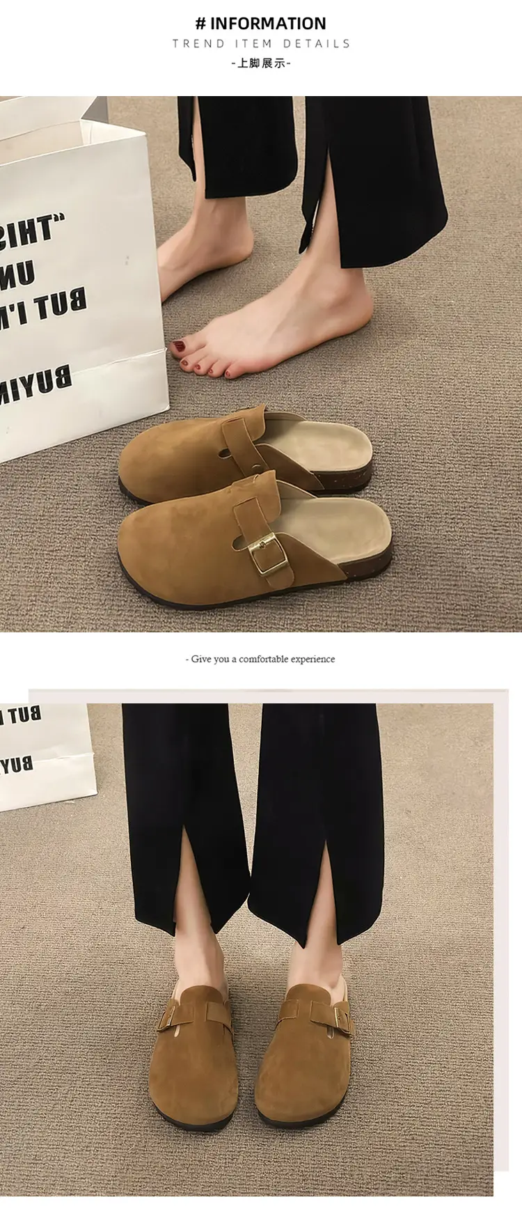 Women's Shoes 2024 New Spring and Summer Thick-Soled Versatile Birkenstock-Style Closed-Toe Slip-On Mules for Outdoor Wear — feature 7