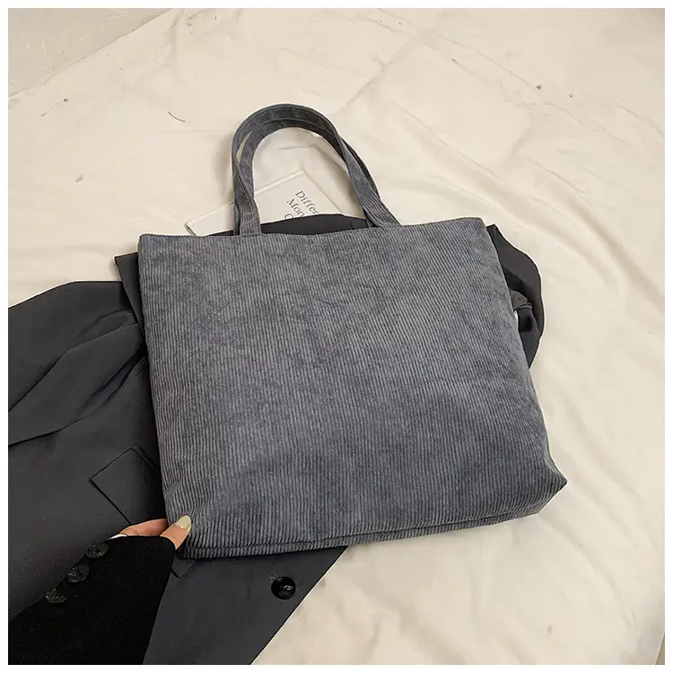 Women's Grey Velvet Shoulder Bag Large Capacity - Image 6