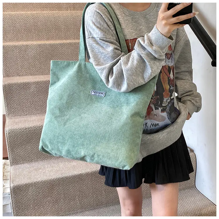 Women's Grey Velvet Shoulder Bag Large Capacity — feature 11