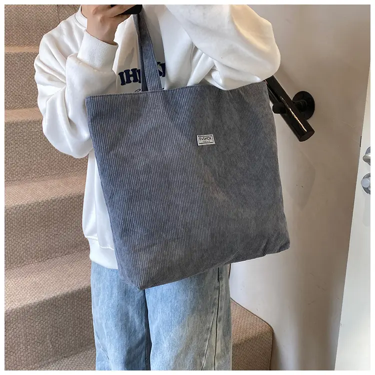 Women's Grey Velvet Shoulder Bag Large Capacity — feature 12