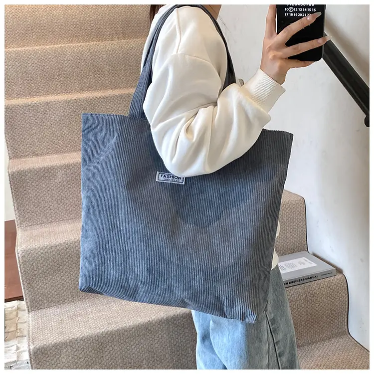 Women's Grey Velvet Shoulder Bag Large Capacity — feature 13