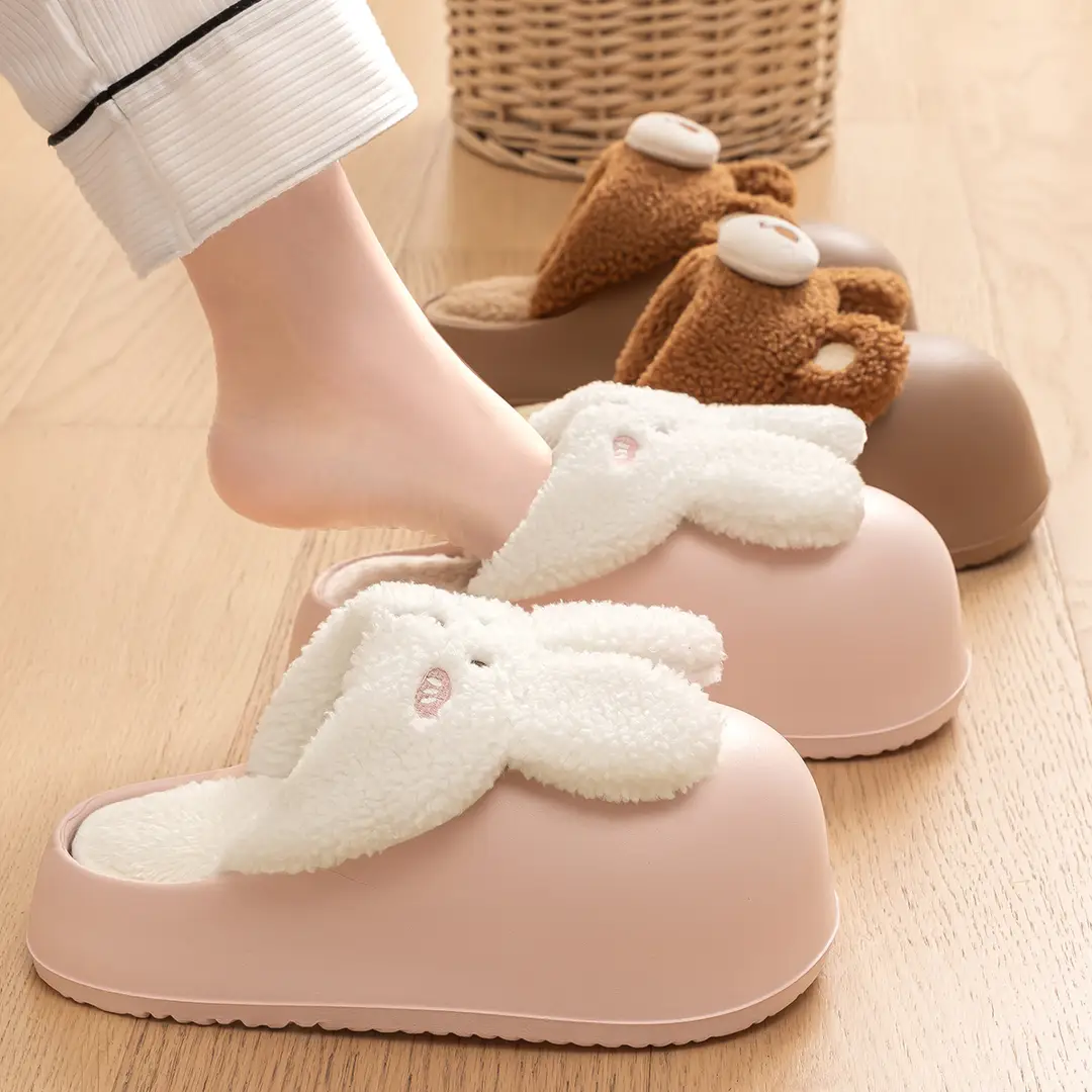 Fleece-Lined Cotton Slippers for Women, Autumn and Winter 2026 New Model, Thick-Soled, Detachable and Washable, Cute Rabbit Cotton Slippers for Winter - Image 6