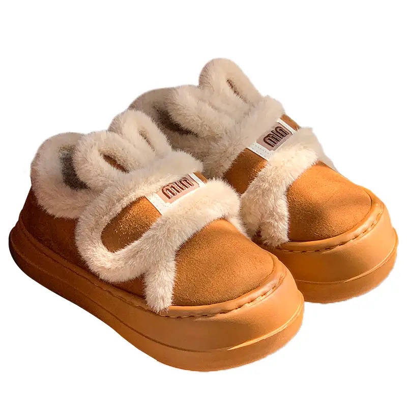 Thick-Soled Outdoor Cotton Shoes for Women, Winter Fleece-Lined Warm Magic Tape Height-Increasing Cotton Slippers, Cartoon Rabbit Shoes - Image 8