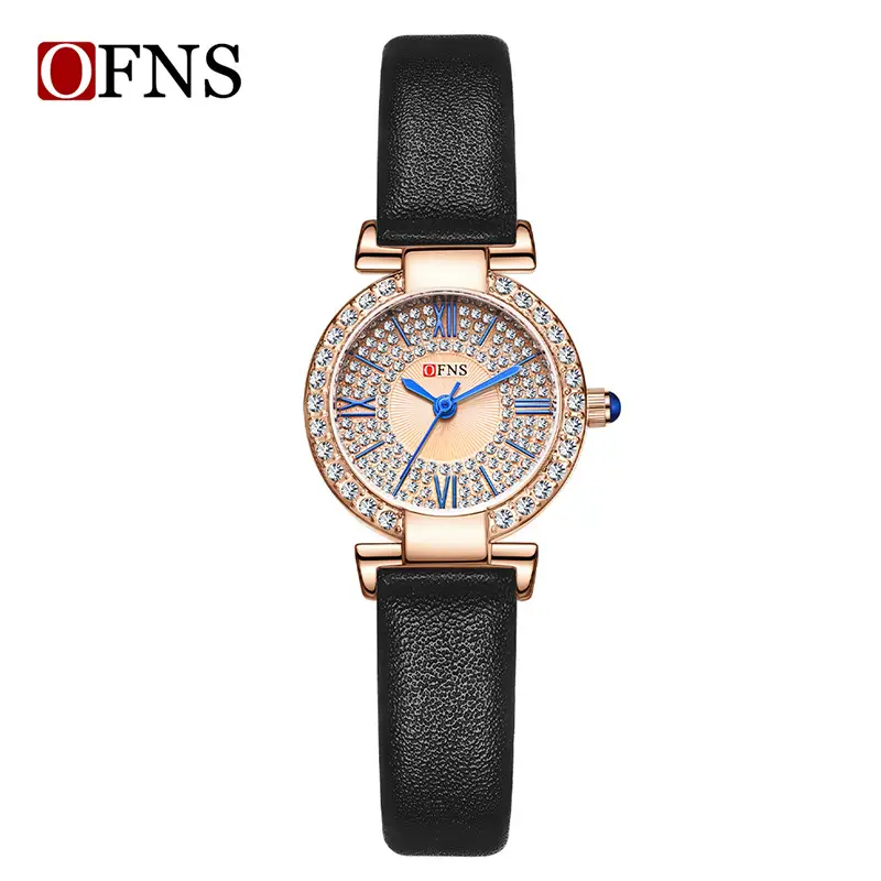 Women Full Diamond Watch Waterproof Black Belt Quartz - Image 2