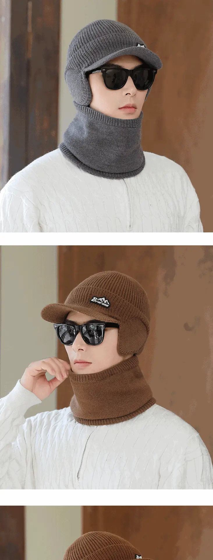 Men Wool Winter Hat Scarf Two-Piece Set — feature 8