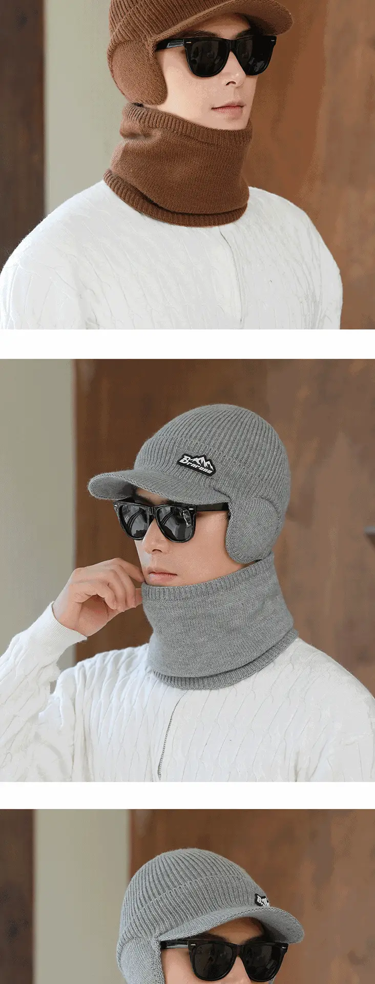 Men Wool Winter Hat Scarf Two-Piece Set — feature 9