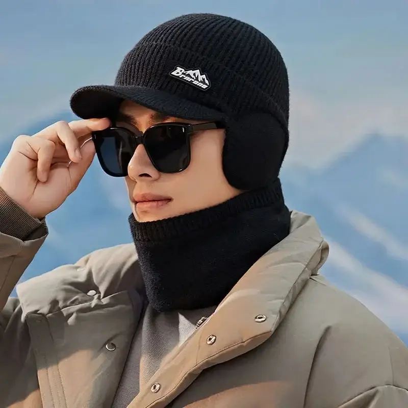 Men Wool Winter Hat Scarf Two-Piece Set - Image 2