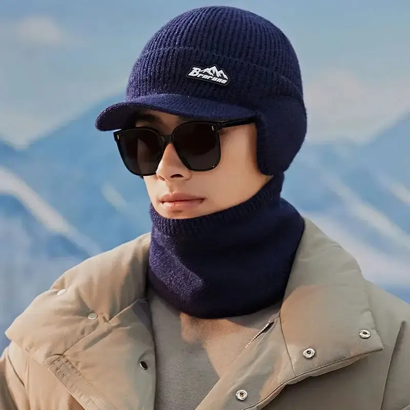 Men Wool Winter Hat Scarf Two-Piece Set - Image 4