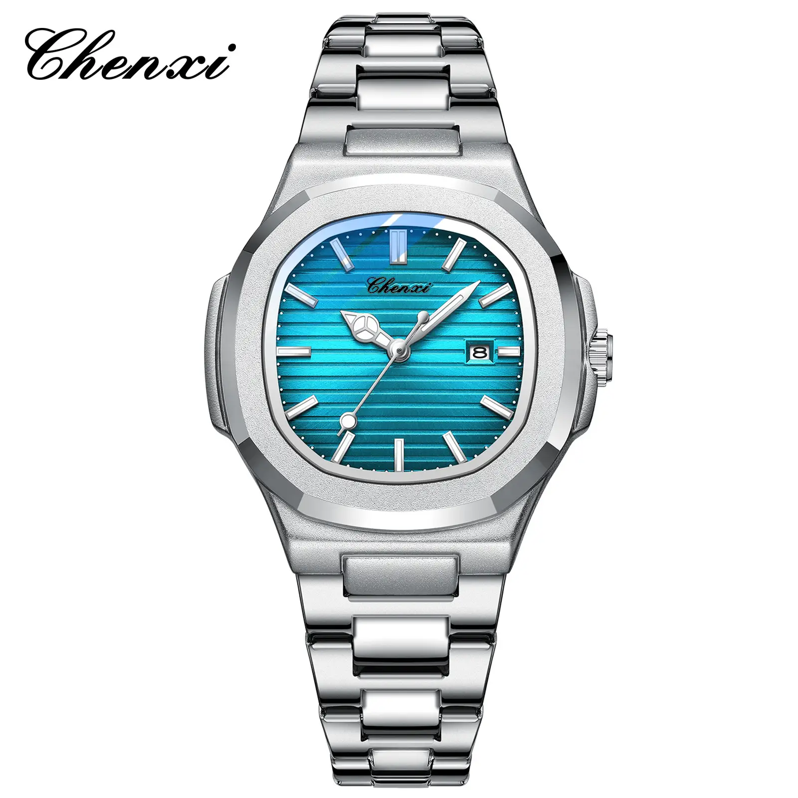 Chenai Couple Watches Silver Band Luminous Blue Quartz - Image 10