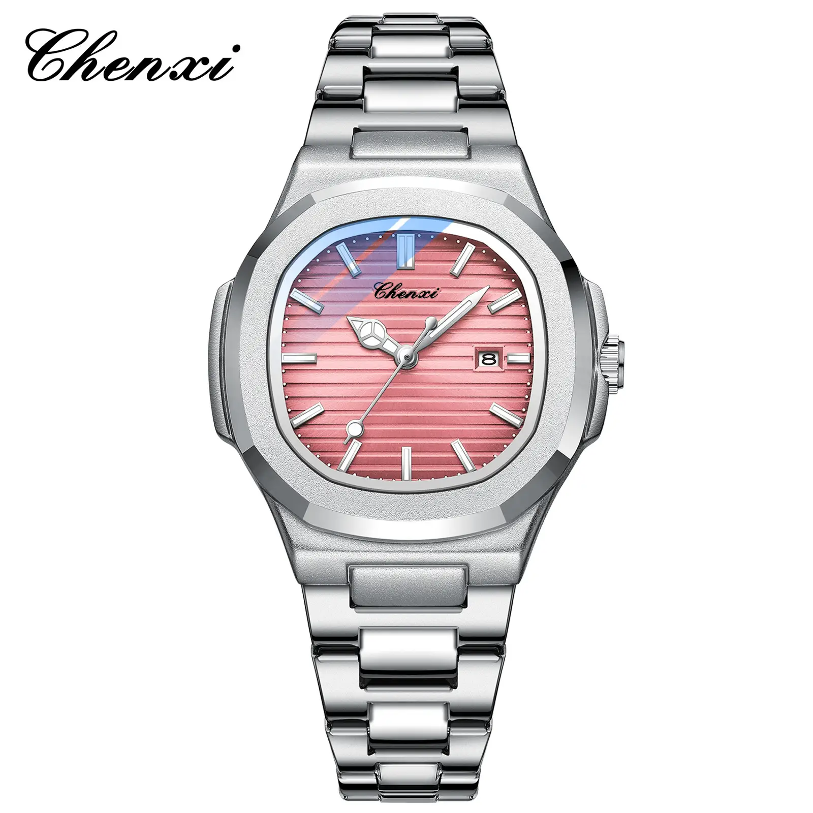 Chenai Couple Watches Silver Band Luminous Blue Quartz - Image 11