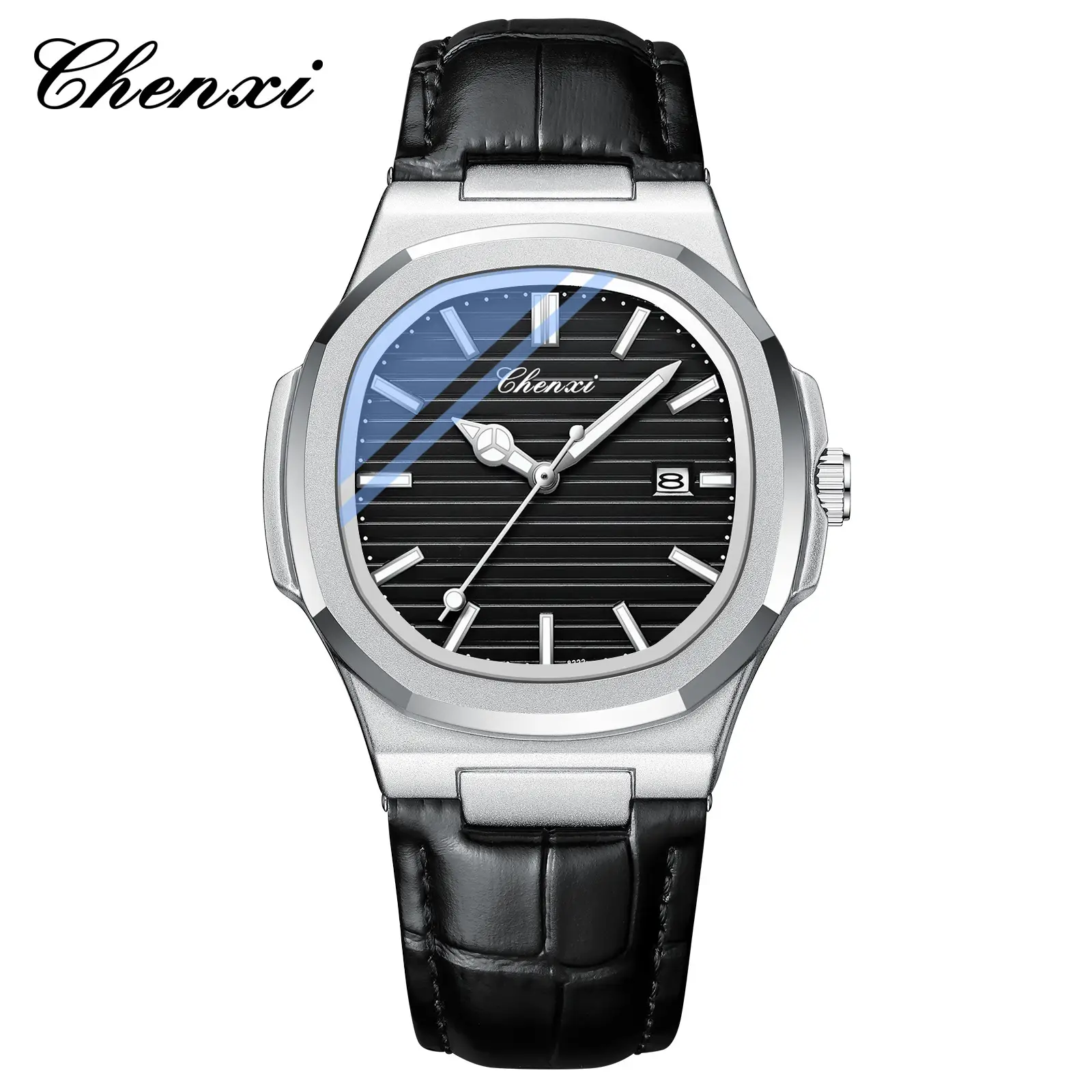 Chenai Couple Watches Silver Band Luminous Blue Quartz - Image 12