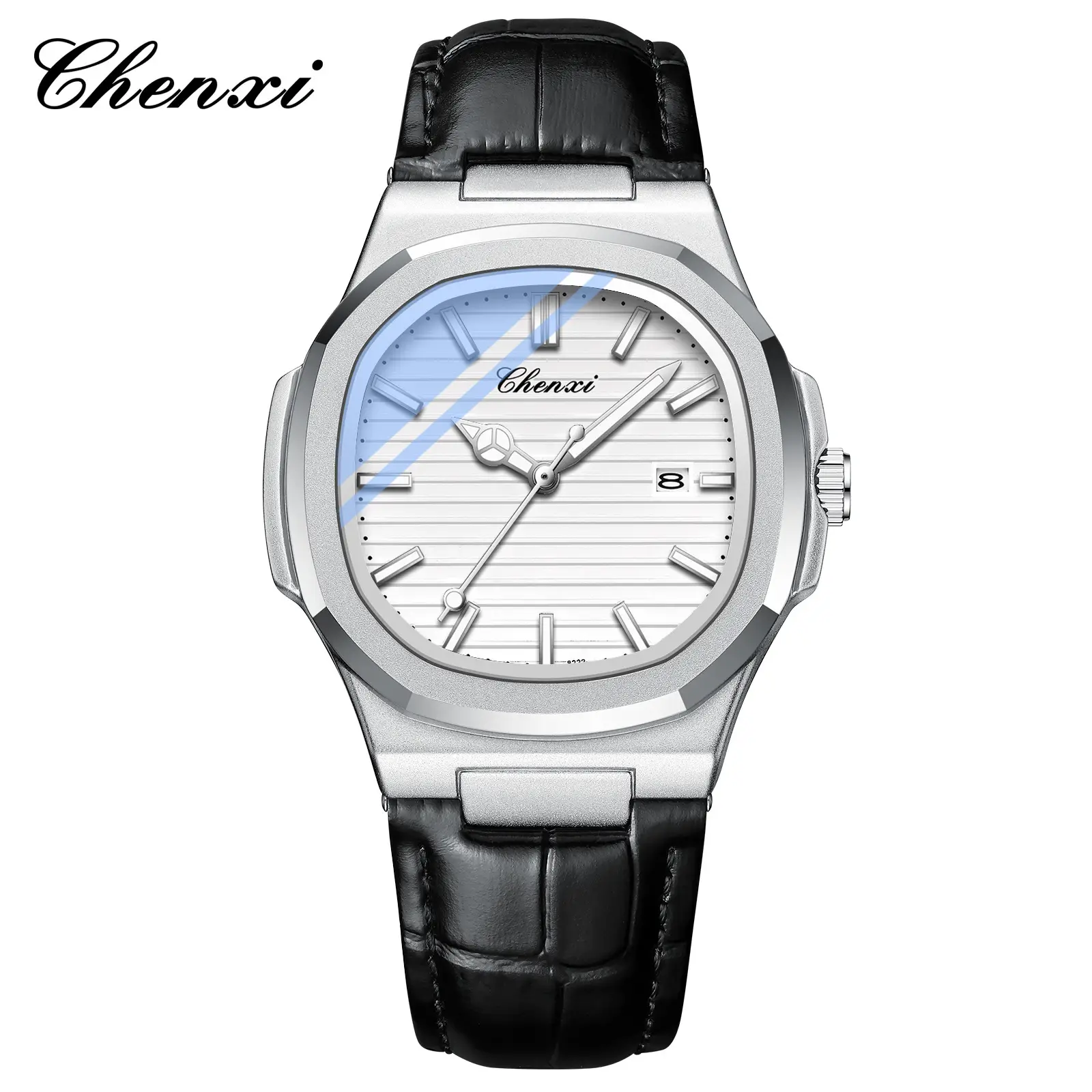 Chenai Couple Watches Silver Band Luminous Blue Quartz - Image 13