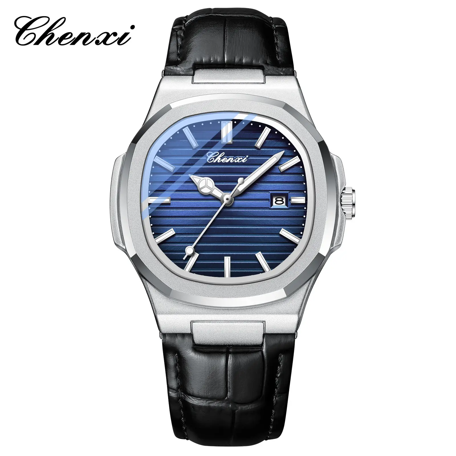 Chenai Couple Watches Silver Band Luminous Blue Quartz - Image 14