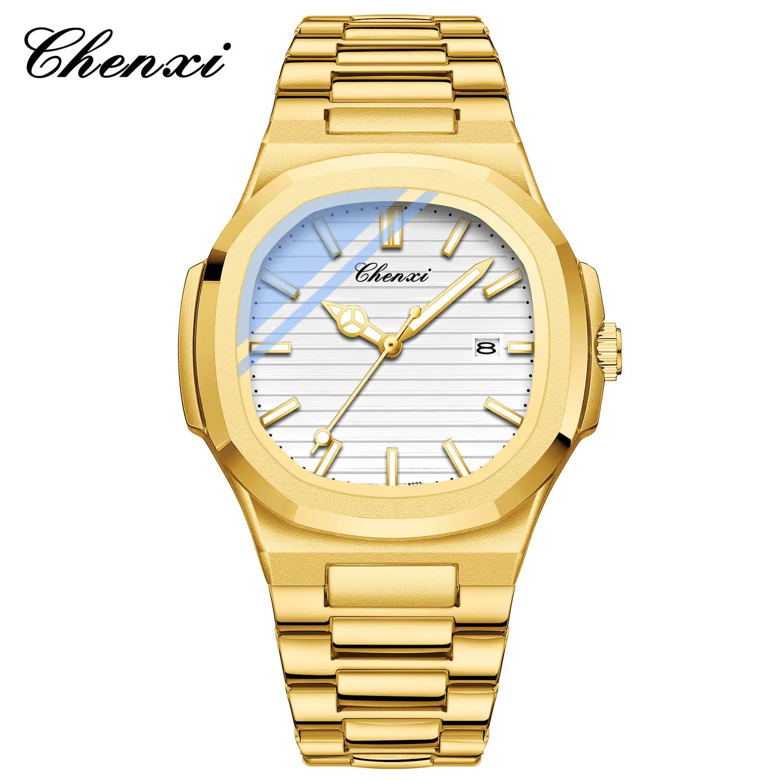 Chenai Couple Watches Silver Band Luminous Blue Quartz - Image 19