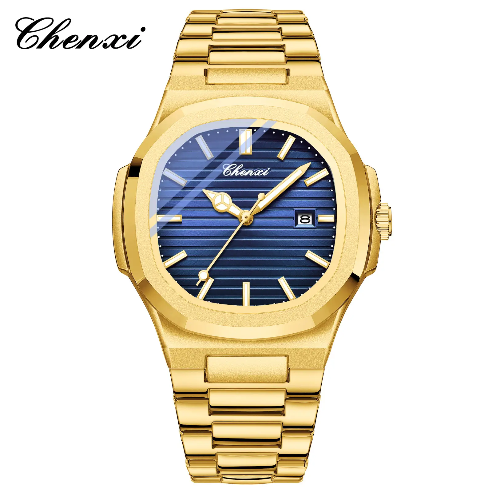 Chenai Couple Watches Silver Band Luminous Blue Quartz - Image 20