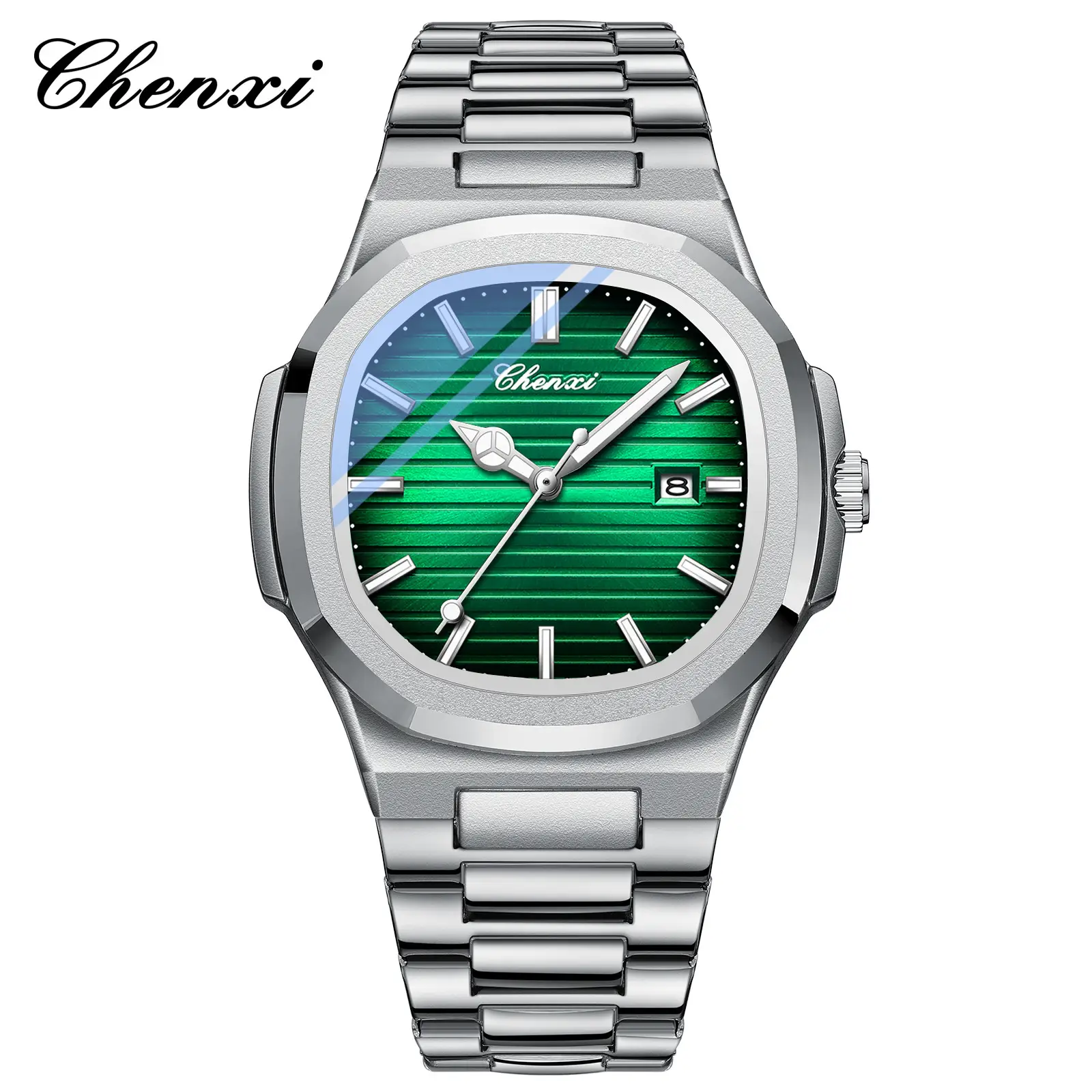 Chenai Couple Watches Silver Band Luminous Blue Quartz - Image 4