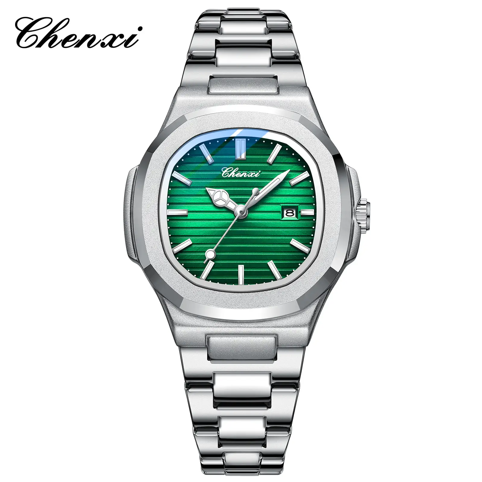 Chenai Couple Watches Silver Band Luminous Blue Quartz - Image 8