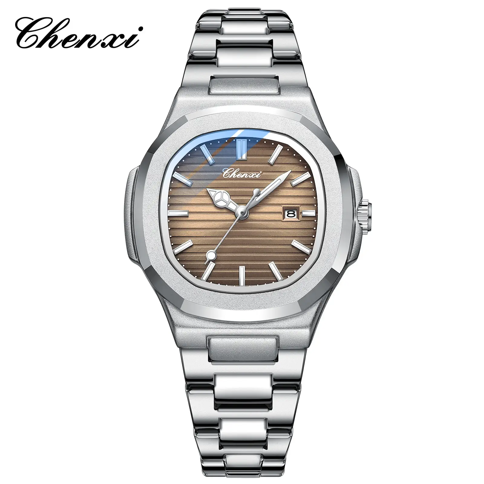 Chenai Couple Watches Silver Band Luminous Blue Quartz - Image 9