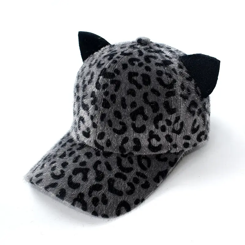 European Leopard Cat Ear Cap Autumn Winter Sunshade Hat - Image 8