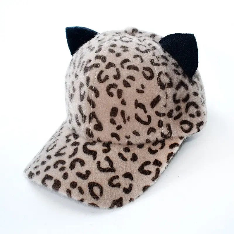 European Leopard Cat Ear Cap Autumn Winter Sunshade Hat - Image 2