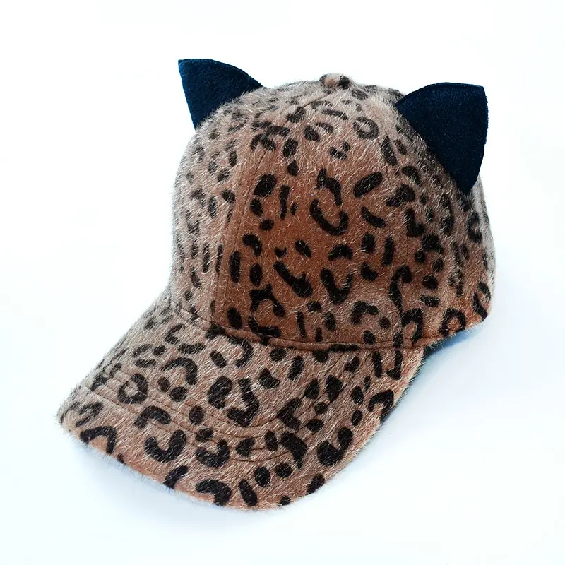 European Leopard Cat Ear Cap Autumn Winter Sunshade Hat - Image 3