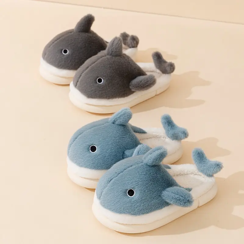 2024 New Shark Cotton Slippers Men's Warm Non-Slip - Image 6