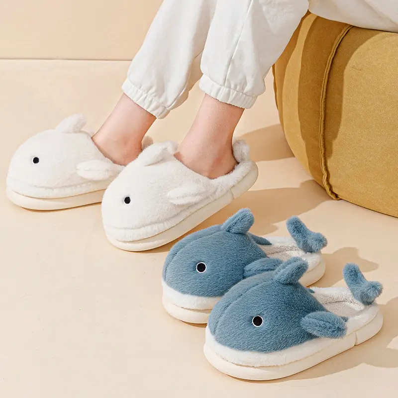 2024 New Shark Cotton Slippers Men's Warm Non-Slip - Image 8
