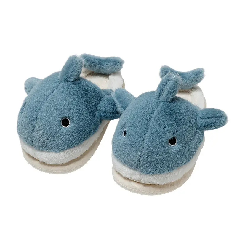 2024 New Shark Cotton Slippers Men's Warm Non-Slip - Image 10