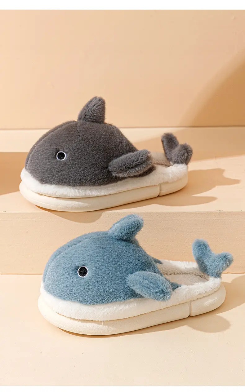 2024 New Shark Cotton Slippers Men's Warm Non-Slip — feature 12