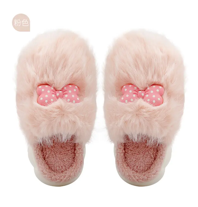 Women's Pink Polka Dot Warm Cotton Slippers — feature 13
