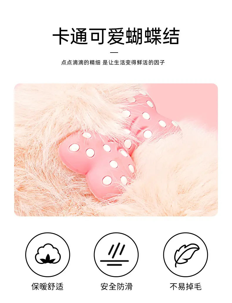 Women's Pink Polka Dot Warm Cotton Slippers — feature 2