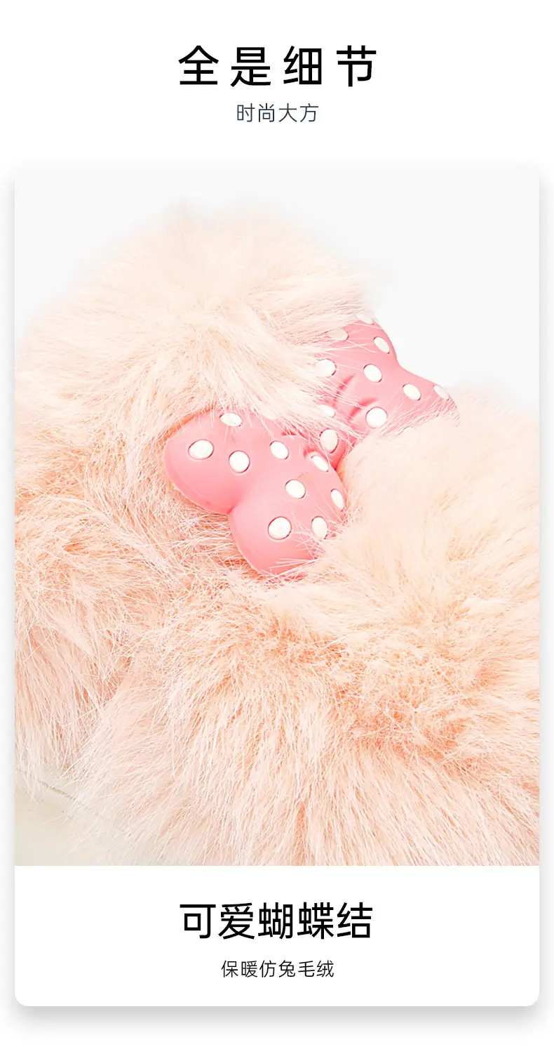 Women's Pink Polka Dot Warm Cotton Slippers — feature 5