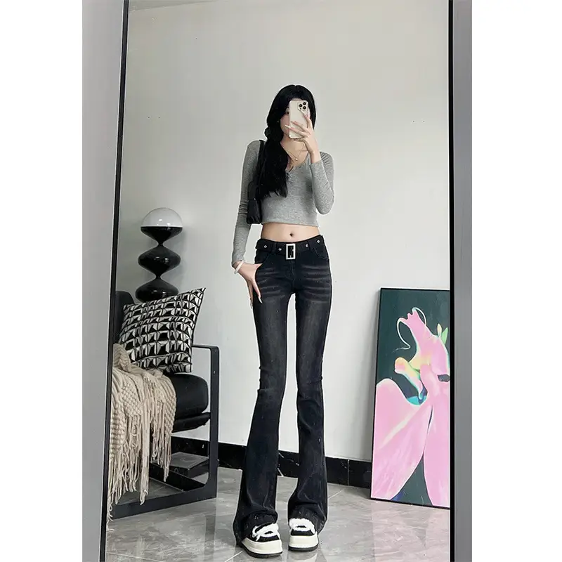 Women Dark Blue Slim Fit Micro-Flared Jeans 175 - Image 3
