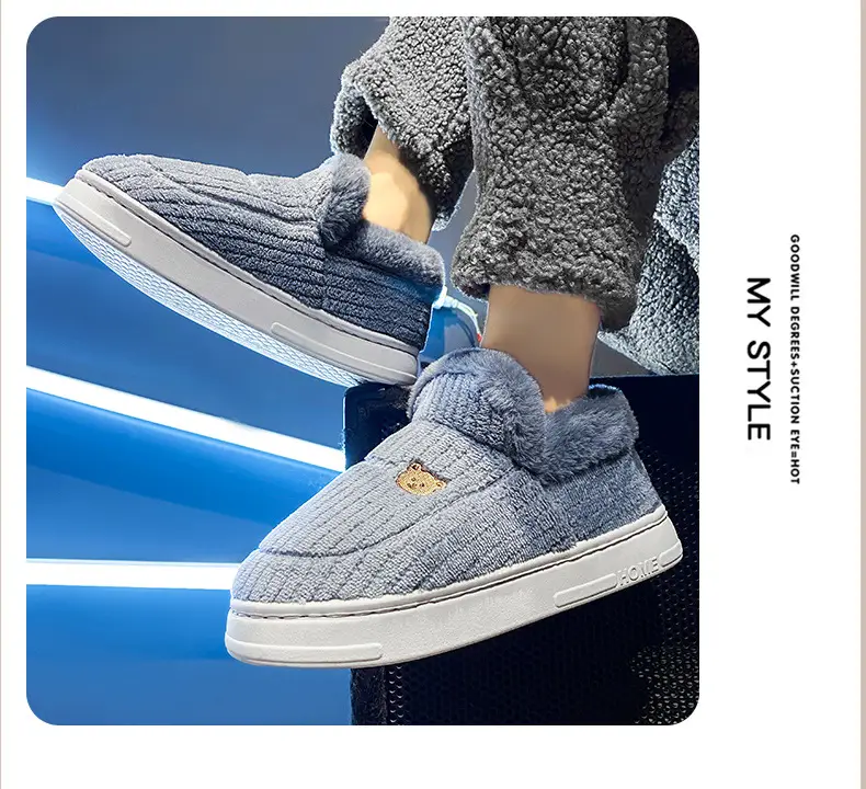 Cotton Slippers Men's Winter All-inclusive Indoor and Outdoor Warm fleece-lined Thickened Non-slip Cotton Shoes for Men and Women Foot Warming Artifact — feature 13