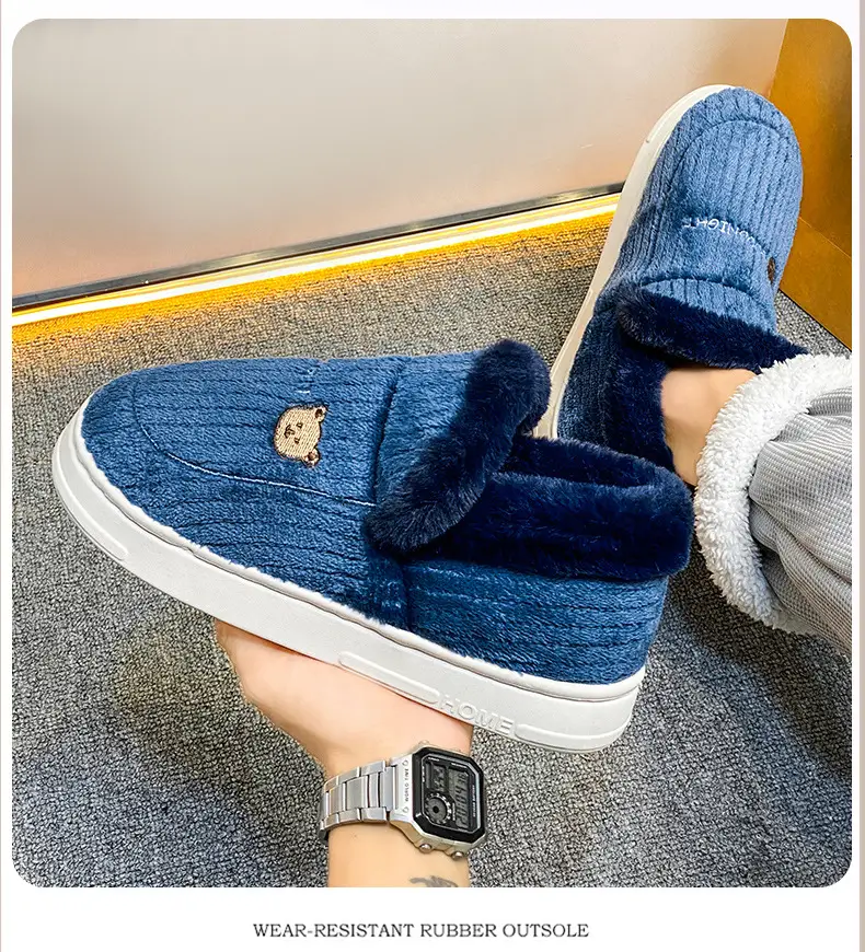 Cotton Slippers Men's Winter All-inclusive Indoor and Outdoor Warm fleece-lined Thickened Non-slip Cotton Shoes for Men and Women Foot Warming Artifact — feature 8