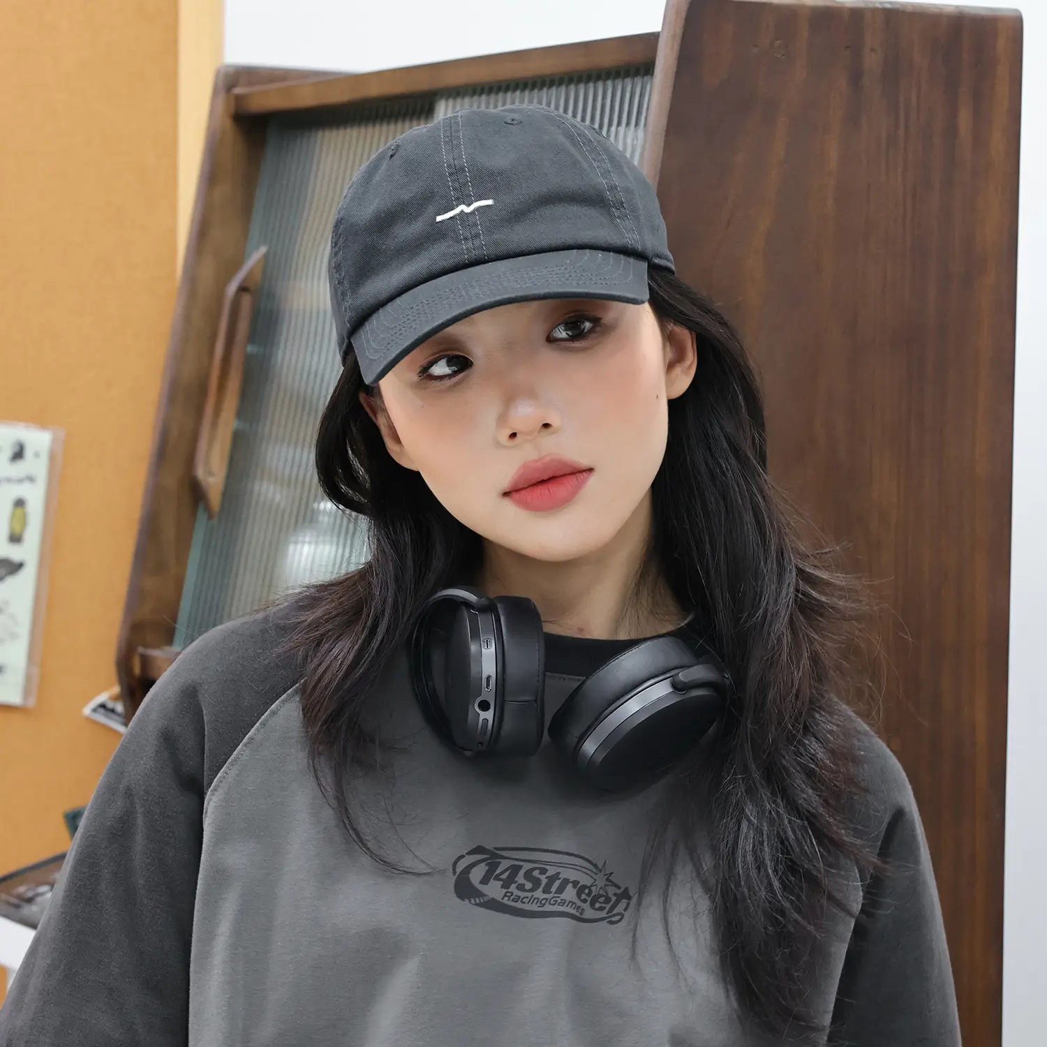 Grey Japanese Style Baseball Cap for Men Women Casual Summer Sunshade - Image 5
