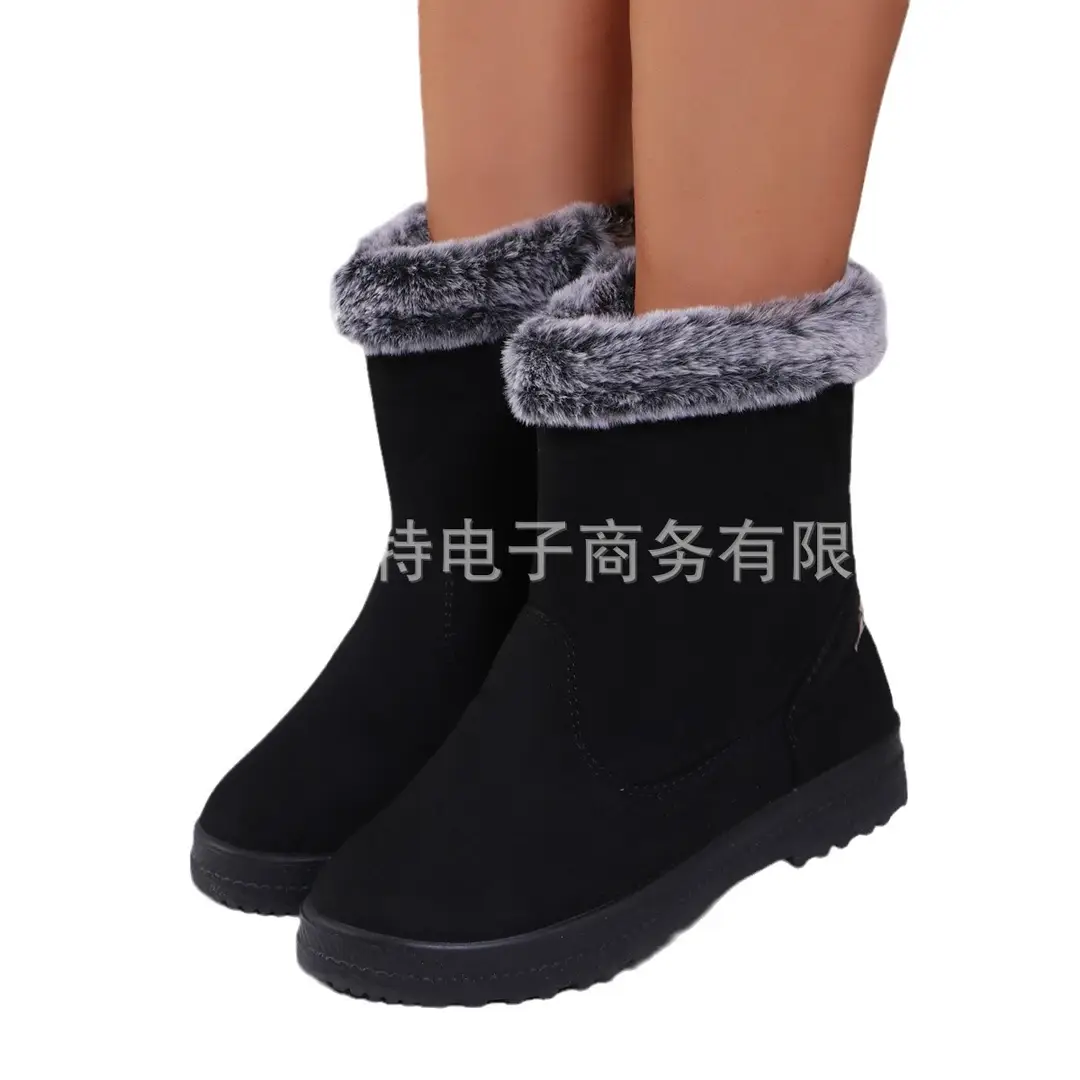 Snow Boots Women's Winter fleece-lined Thickened Warm Women's Cotton Boots Outdoor Cold-resistant Non-slip Flat Women's Boots Fashionable All-match - Image 6