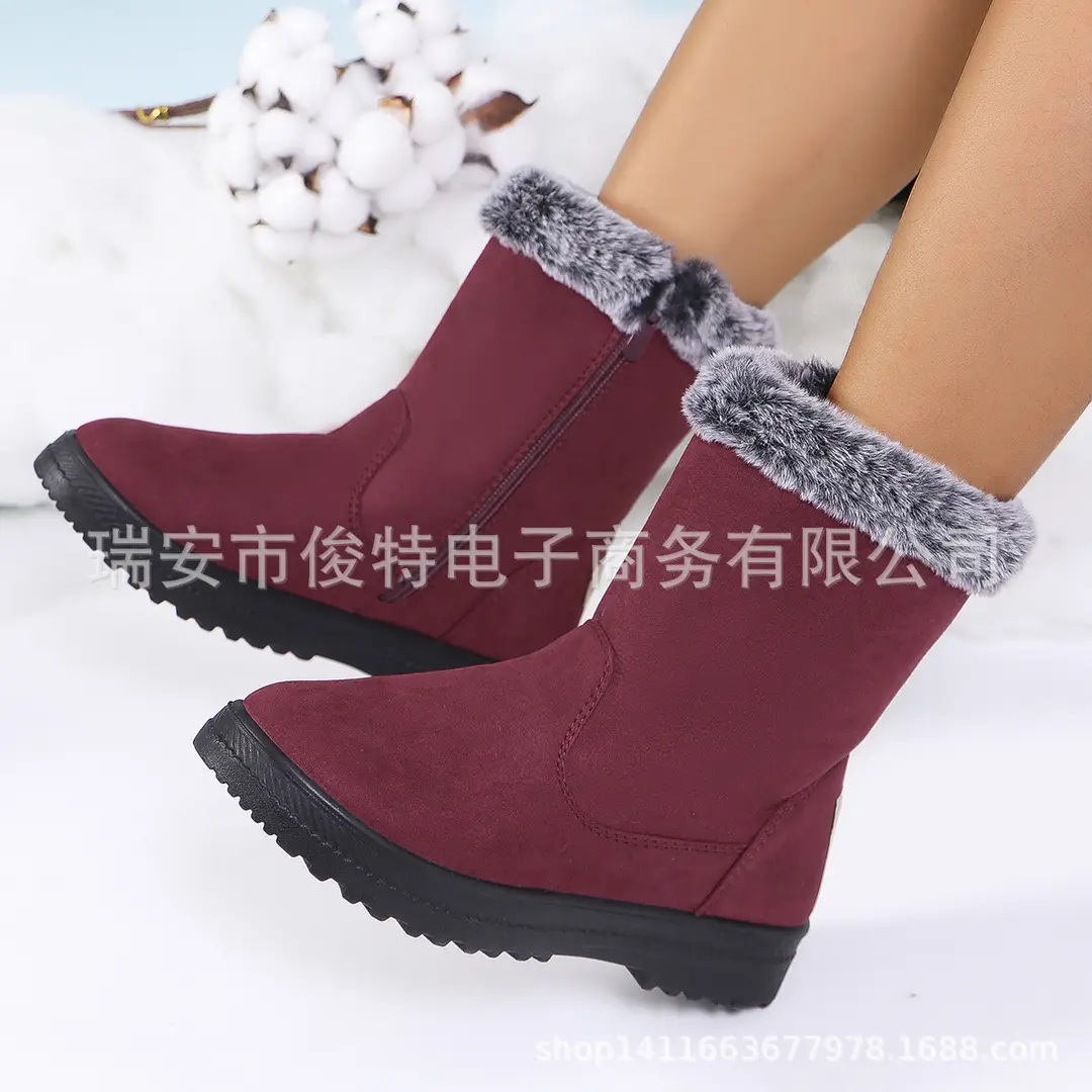 Snow Boots Women's Winter fleece-lined Thickened Warm Women's Cotton Boots Outdoor Cold-resistant Non-slip Flat Women's Boots Fashionable All-match — feature 8
