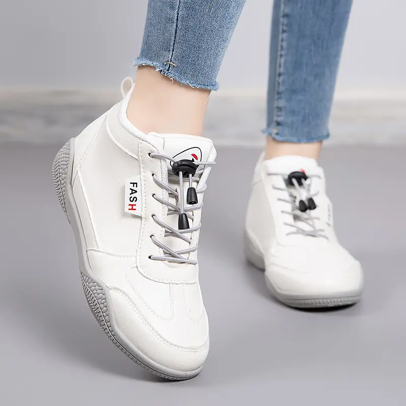 2026 New Autumn Lightweight Student Casual Shoes for Women, Mid-Top Versatile White Shoes, Thick-Soled Wear-Resistant Women's Sports Shoes - Image 4
