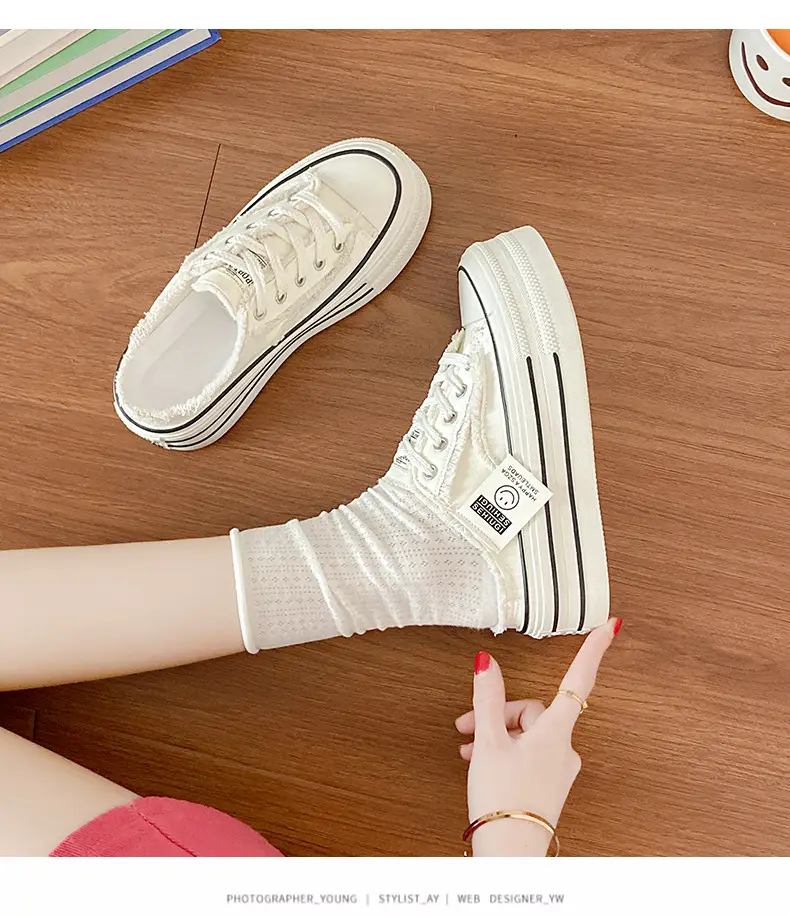 Women Canvas Slippers Heel-Free Lazy Half-Slip On — feature 10