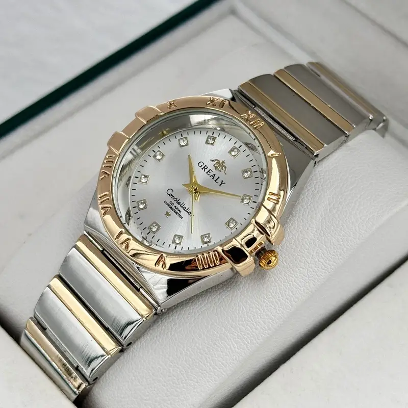 Gold Cross-Border Waterproof Couple's Watch with Temu Steel Band - Image 6