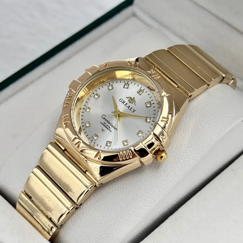 Gold Cross-Border Waterproof Couple's Watch with Temu Steel Band - Image 7