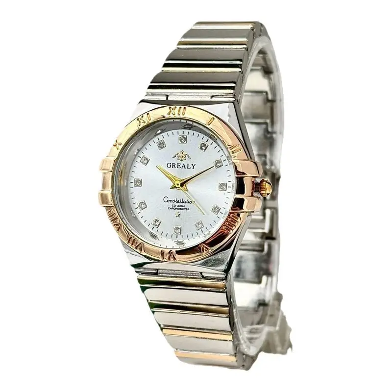 Gold Cross-Border Waterproof Couple's Watch with Temu Steel Band - Image 9