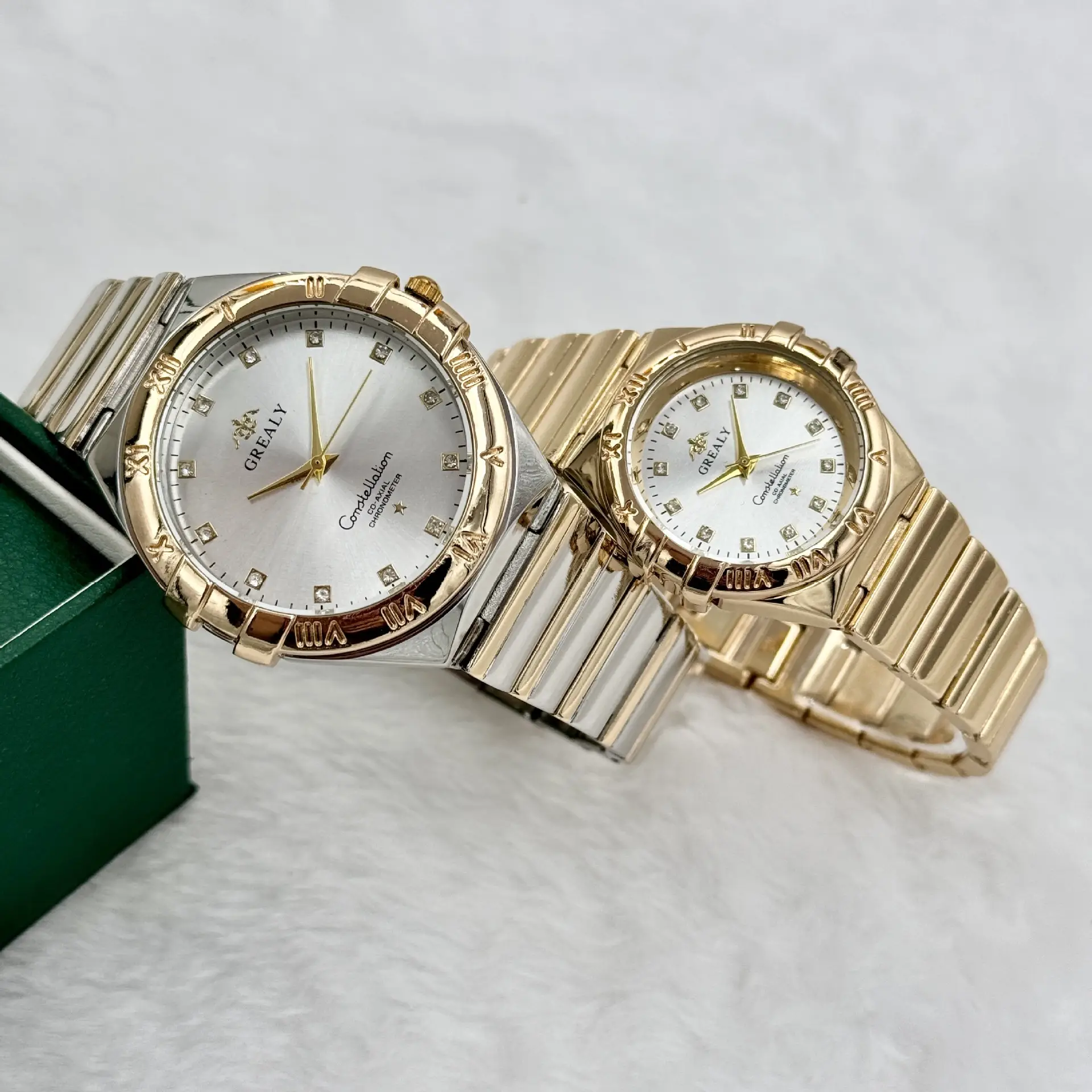 Gold Cross-Border Waterproof Couple's Watch with Temu Steel Band — feature 13