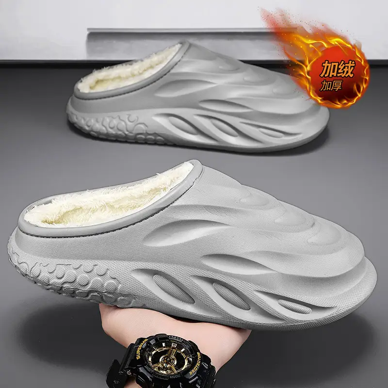 Cotton Slippers Men's Winter 2024 New Arrival Indoor Home Wearing Thick Sole Couple's Baotou Cotton Shoes Waterproof Slippers