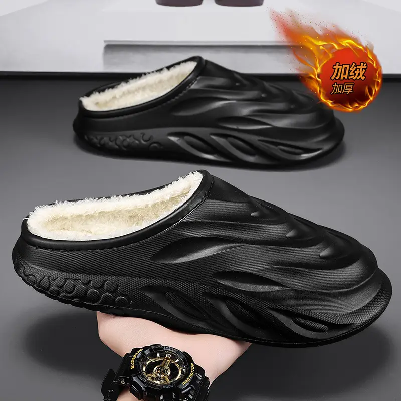 Cotton Slippers Men's Winter 2024 New Arrival Indoor Home Wearing Thick Sole Couple's Baotou Cotton Shoes Waterproof Slippers