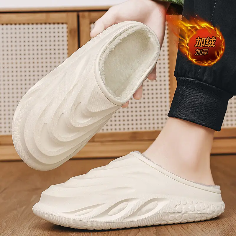 Cotton Slippers Men's Winter 2024 New Arrival Indoor Home Wearing Thick Sole Couple's Baotou Cotton Shoes Waterproof Slippers