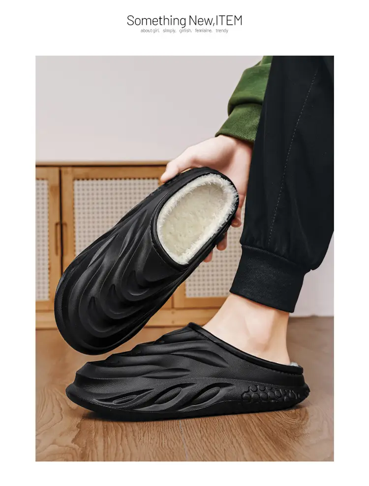 Cotton Slippers Men's Winter 2024 New Arrival Indoor Home Wearing Thick Sole Couple's Baotou Cotton Shoes Waterproof Slippers — feature 17