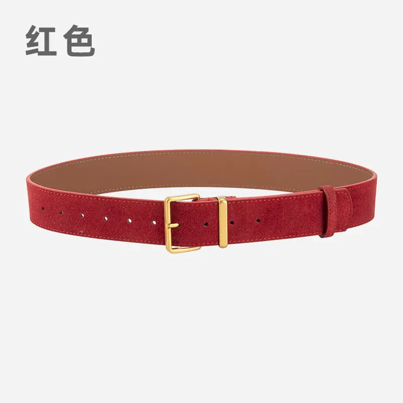 Frosted Velvet Belt Women Pin Buckle All-match Jeans Dress - Image 3