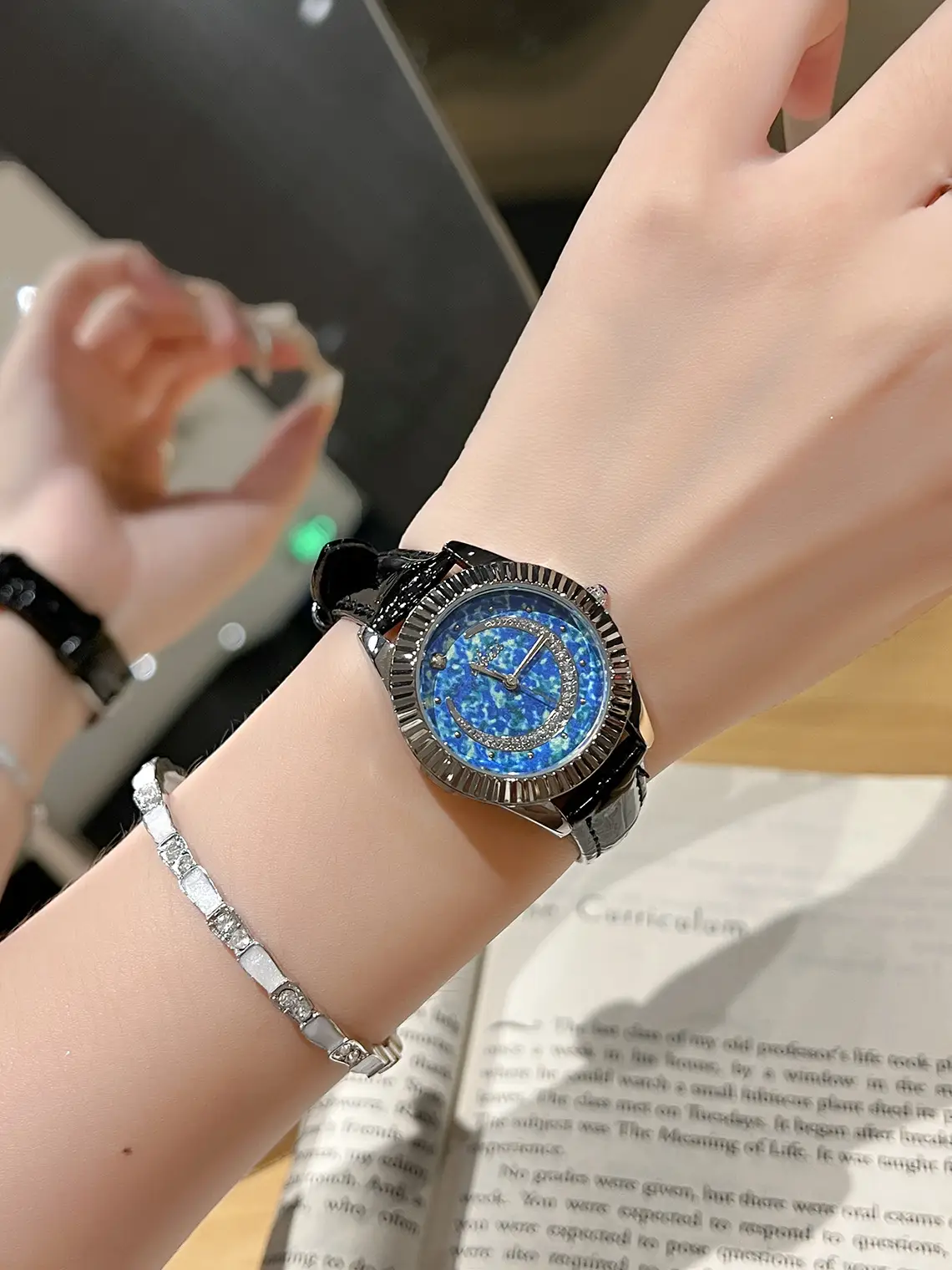 Women's Blue Starry Sky Moon Watch with Crystal Dial — feature 2